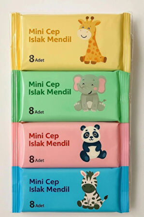 64 Yaprak ( 8 Paket )taşınabilir Mini Islak Mendil Taşınabilir Cep Çanta Seyahat Kamp Bebek Temizlik