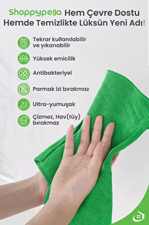 Pella Tezgah Bezi Ithal 40x40cm Yeşil Yüksek Su Emici Sıkılması En Kolay