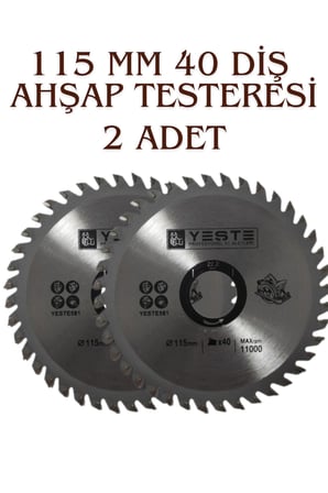2 ADET Odun Kesme Çelik Testere Ahşap ve Sunta Kesme Testeresi 115mm 40 Diş Profesyonel-Karbür Elmas