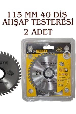 2 ADET Odun Kesme Çelik Testere Ahşap ve Sunta Kesme Testeresi 115mm 40 Diş Profesyonel-Karbür Elmas