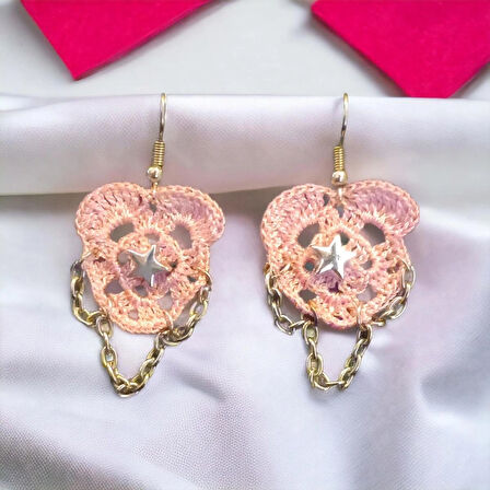 Örgü Etnik Otantik Aesthetic Soft Vibes Vintage Y2k Fairycore Star Zincir Sallantılı Yıldız Ayı Küpe