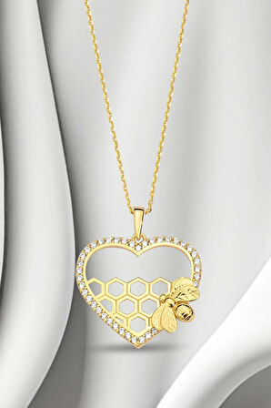 Arılı Kalp Kolye