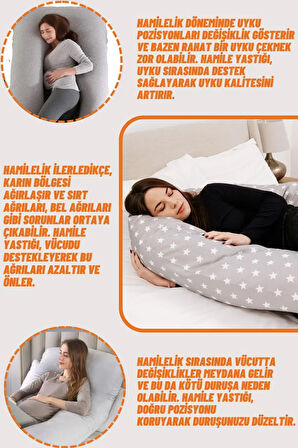 Beş Farklı Bölgesel Destekli Fonksiyonel Yıkanabilir Kılıflı Hamile Destek Yastığı Hamilelik Yastığı