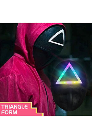 Squıd Game Işıklı Maske ışık efektli (ışık fonksiyonlu) Üçgen Squid Game Maske Çocuk Eğitici Oyunca
