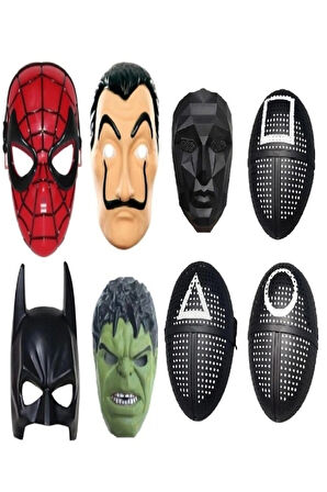 Squid Game Üçgen Kare Yuvarlak Yönetici Spidermen Batman Hulk LaCasa Maskesi Boy 8 liset Çocuk Eğit