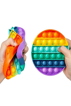 Pop It Push Bubble Fidget Özel Pop Duyusal Oyuncak Zihinsel Stres Oyunu Popit Gökkuşağı Çocuk Eğiti