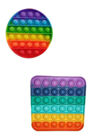 Pop It Push Bubble Fidget Zihinsel Stres Oyuncağı Gökkuşağı Popit 2'li Set Çocuk Eğitici Oyuncaklar