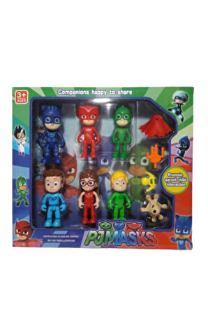 Pjmasks 10'lu Pijamaskeliler Figür Seti Pjmask Pjmaskeliler Kedi Çocuk Kertenkele Baykuş Kız Çocuk