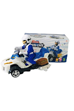 Oyuncak Sesli Işıklı Polis Motoru Pilli Çarp Dön 24 Cm Oyuncak Polis Motor Evcilik Oyuncakları