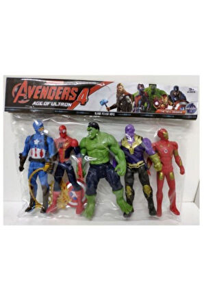 Örümcek Adam Ironman Hulk Thanos Oyuncak 5 Li Set 15Cm Çocuk Eğitici Oyuncaklar