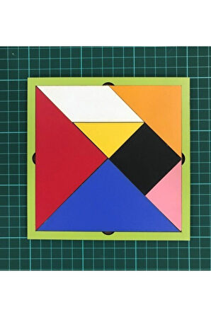 Renkli Ahşap Tangram Puzzle 15x15Cm Çocuk Eğitici Oyuncaklar