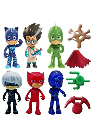 Pijamaskeliler 6Adet Owlette Catboy Gekko Moongril Romeo Figür Oyuncak Çocuk Eğitici Oyuncaklar
