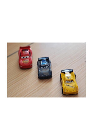 Özel 3 Lü Set Cars Şimşek Mcqueen Jackson Storm Dinoco Metal Çek Bırak Araba Çocuk Eğitici Oyuncakl