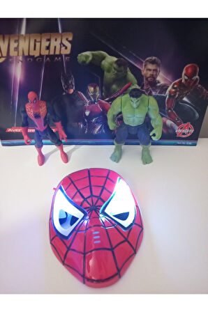 Avngers Işıklı Örümcek Adam Maskesi Hulk Ve Spider Man 20cm Karakter Oyuncak Çocuk Eğitici Oyuncakl