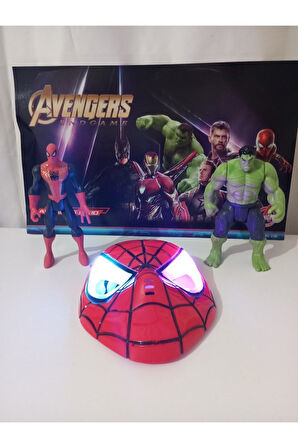 Avngers Işıklı Örümcek Adam Maskesi Hulk Ve Spider Man 20cm Karakter Oyuncak Çocuk Eğitici Oyuncakl