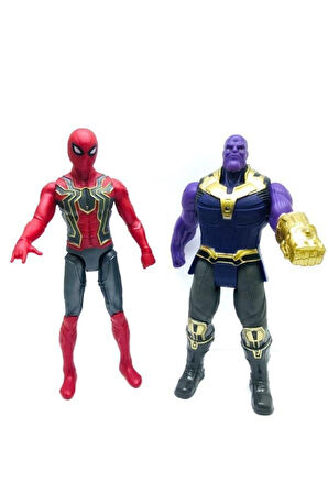 Örümcek Adam & Thanos 2'li Figür Işıklı Oyuncak Seti Örümcek Adam Thanos Karakter Çocuk Eğitici Oyu