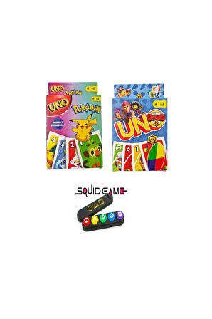 Squid Game 2 Gonggi 5 Taş Pokemon Uno ve Brawl Stars Uno Oyun Kartları Çocuk Eğitici Oyuncaklar