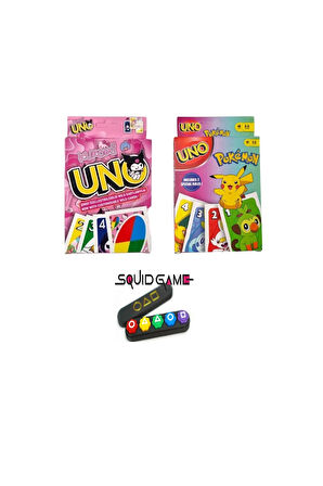 Squid Game 2 Gonggi 5 Taş Kuromi Uno ve Pokemon Uno Oyun Kartları Çocuk Eğitici Oyuncaklar