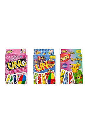 Squid Game 2 Gonggi 5 Taş Kuromi Uno + Brawl Stars Uno + Pokemon Uno Oyun Kartları - 4 lü Set Çocuk