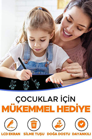 Grafik Digital Çocuk Yazı Çizim Tableti Lcd 85 Inc Ekranlı + Bilgisayar Kalemli Çocuk Eğitici Oyunc