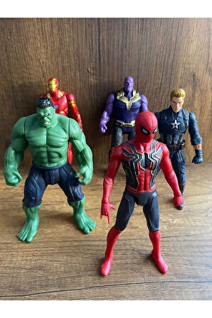Avengers 5li Figür Oyuncak Hulk Örümcek Adam Thanos Ironman Figür Captain America Işıklı Büyük Boy
