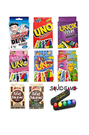 Beş taş Uno Unox Tlip Monopoly Kuromi Brawl Stars Pokemon Oyun Kartları Anlat Bakalım Seri 1 ve 2 Ç