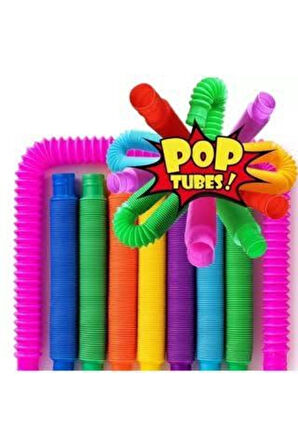 Pop Tubes 1Adet Rengarenk Popit Boru Çocuk Eğitici Oyuncaklar