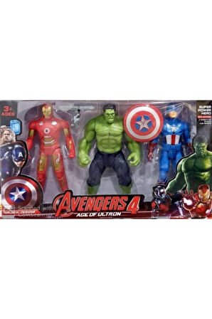 Marvel Avengers Figür Oyuncak Seti Avengers End Game 3’lü (HULK-İRON MAN- CAPTAN AMERİCA) Çocuk Eği