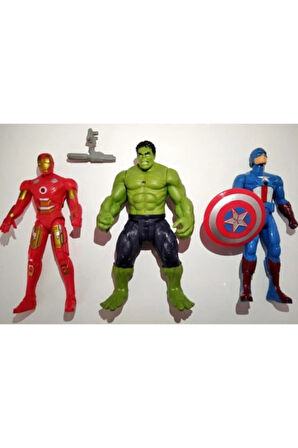 Marvel Avengers Figür Oyuncak Seti Avengers End Game 3’lü (HULK-İRON MAN- CAPTAN AMERİCA) Çocuk Eği