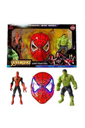 Yenilmezler Işıklı Örümcek Adam Maske Işıklı Hulk Ve Örümcek Adam Karakter Figür Seti Çocuk Eğitici