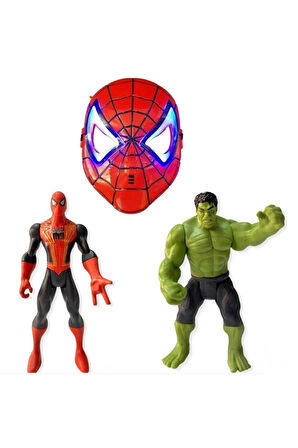 Yenilmezler Işıklı Örümcek Adam Maske Işıklı Hulk Ve Örümcek Adam Karakter Figür Seti Çocuk Eğitici