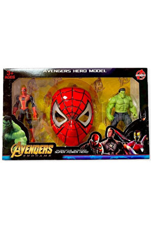 Yenilmezler Işıklı Örümcek Adam Maske Işıklı Hulk Ve Örümcek Adam Karakter Figür Seti Çocuk Eğitici