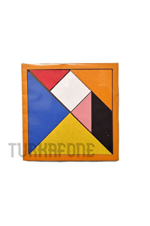 Ahşap Tangram Zeka Oyunu 6mm 14x14cm 1Adet Çocuk Eğitici Oyuncaklar