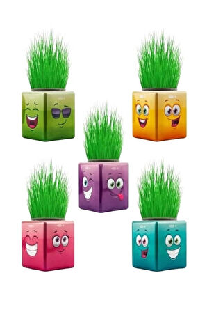 10'lu Karışık 3 Tarafı Emojili Figürlü Küp Çim Adamlar Okul Ve Okul Öncesi Hediyelik Çim Adam Çocuk