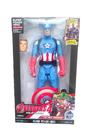 25Cm Işıklı Kaptan Amerika Kalkanlı Yedek Kafalı Avengers Yenilmezler Figür Oyuncak Çocuk Eğitici O