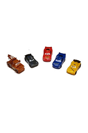 Cars Şimşek Mcqueen Figürlü Karakterli Sürtmeli Araba 5'li Set Çocuk Eğitici Oyuncaklar