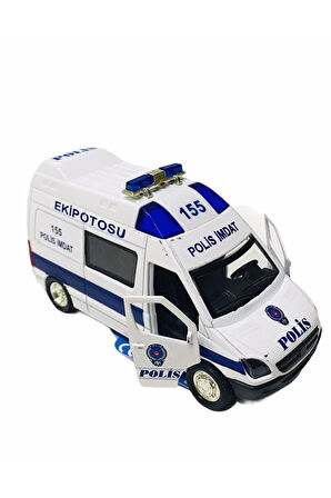 Sesli Işıklı Metal Çek Bırak Polis Araba Çocuk Eğitici Oyuncaklar