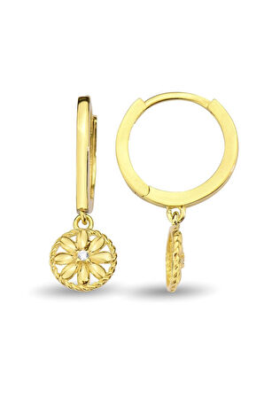 Halka Güneş Altın Küpe