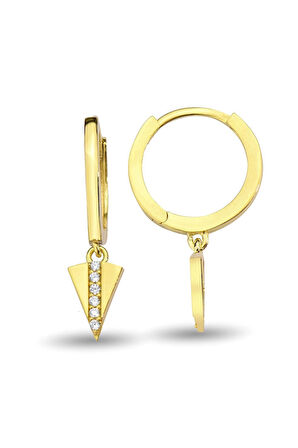 Üçgen Sallantılı Halka Altın Küpe