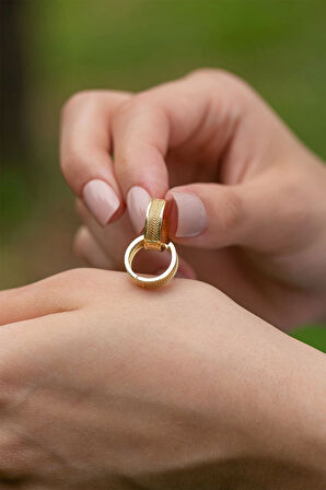 Hasır Halka Altın Küpe