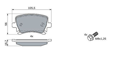 FREN BALATASI ARKA CADDY-PASSAT-GOLF-JETTA-A3-A4-A6-LEON 2004-