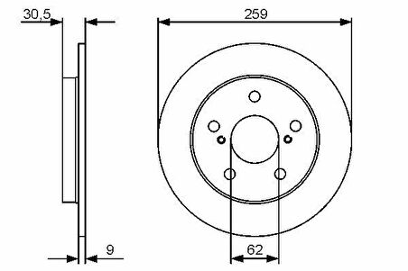 FREN DİSKİ ARKA 259mm COROLA-AURİS E15-E18 VVTI 2007-2019 BENZİN Adet Fiyatıdır