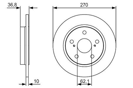 FREN DİSKİ ARKA 270mm COROLA-AURİS E15-E18 D4D 2007-2019 DİZEL Adet Fiyatıdır