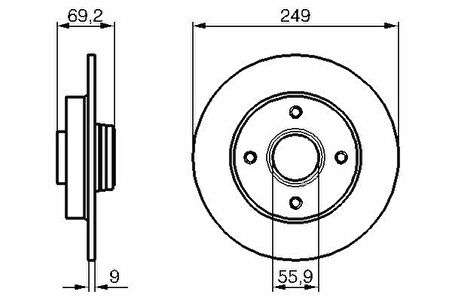 FREN DİSKİ ARKA 249mm RULMANSIZ 207-208-308-2008-C3 2-C3 3-C4-DS3-CROSSLAND 2004- Adet Fiyatıdır