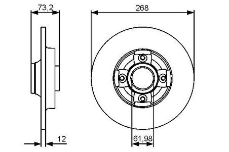 FREN DİSKİ ARKA 268mm RULMANLI PARTNER-TEPEE-308-3008-5008-BERLİNGO-C4-DS3-DS4 2008- Adet Fiyatıdır