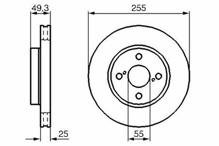 FREN DİSKİ ÖN 255mm COROLLA E12 VVTI 2002-2006 VERSO E12 2002-2003 Adet Fiyatıdır