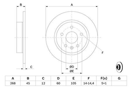 FREN DİSKİ ARKA 268mm 15 İNÇ ASTRA J-MOKKA CRUZE-TRAX A13DTE-A16XER-A14NET 2009- Adet Fiyatıdır