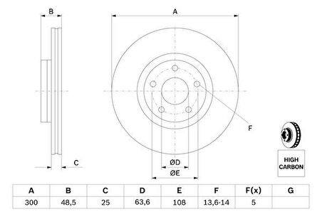 FREN DİSKİ ÖN 300mm FOCUS 2-3-C-MAX-KUGA 1-2-CONNECT-VOLVO S40-V50-C70 2007- DV61-EA-AA Adet Fiyatı