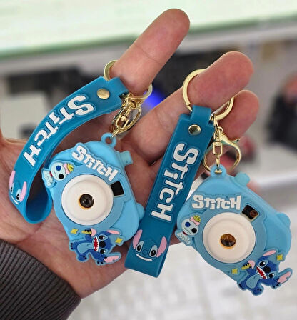 Stitch fotoğraf makineli ışıklı şık hediyelik çanta aksesuari figürleri ışıklı görsel 1 adet