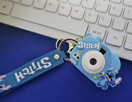 Stitch fotoğraf makineli ışıklı şık hediyelik çanta aksesuari figürleri ışıklı görsel 1 adet